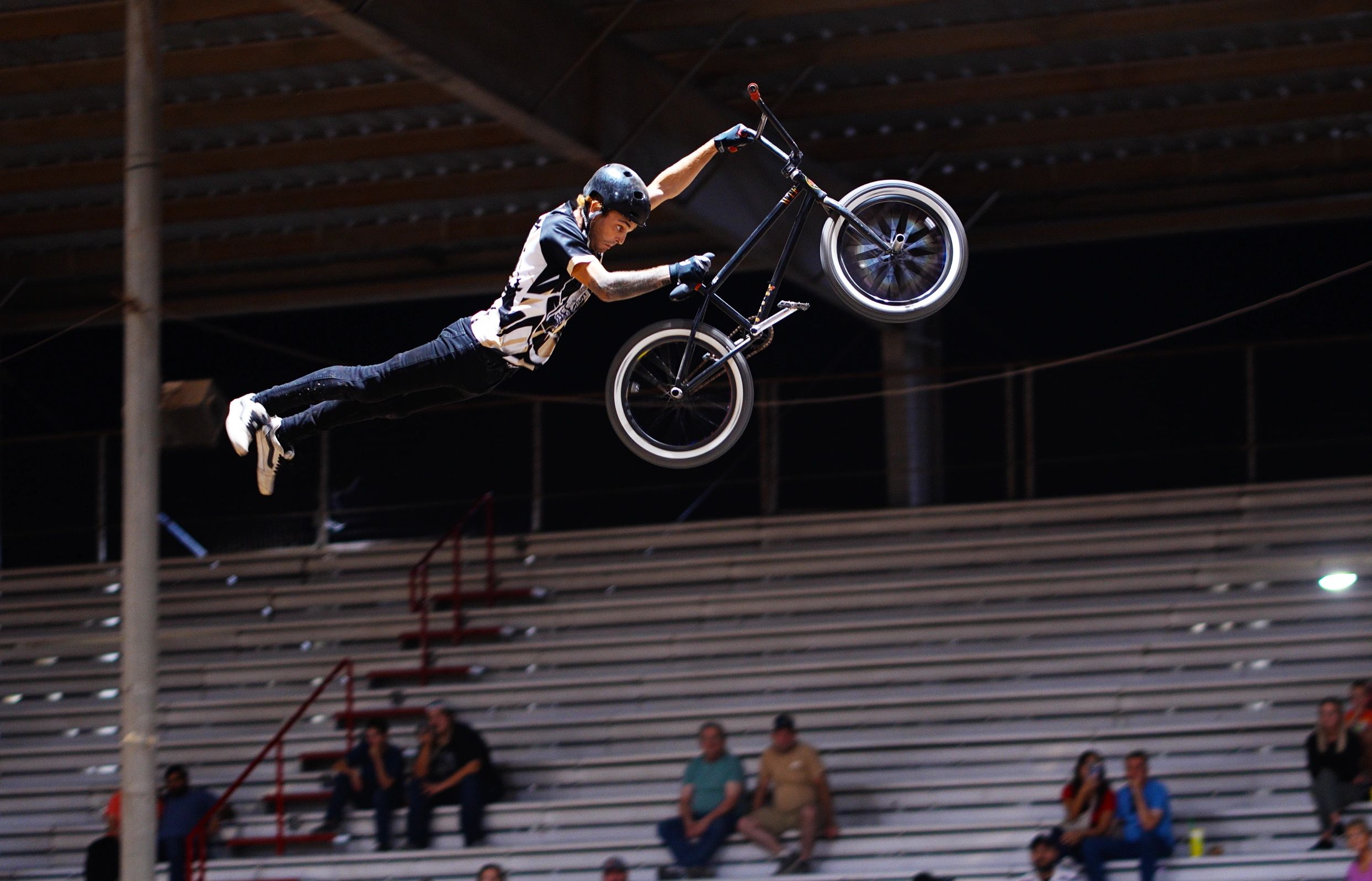 BMX stunt performer at Off Axis Acrobatics live show